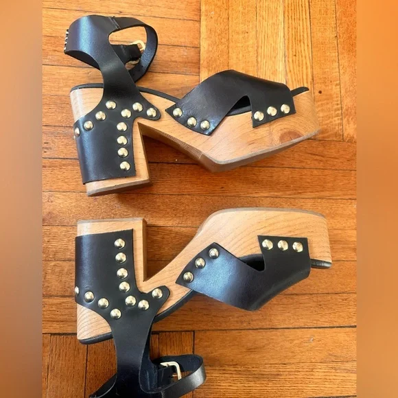 Free people Cecily Cecelia clog black leather stud heel - Picture 6 of 6